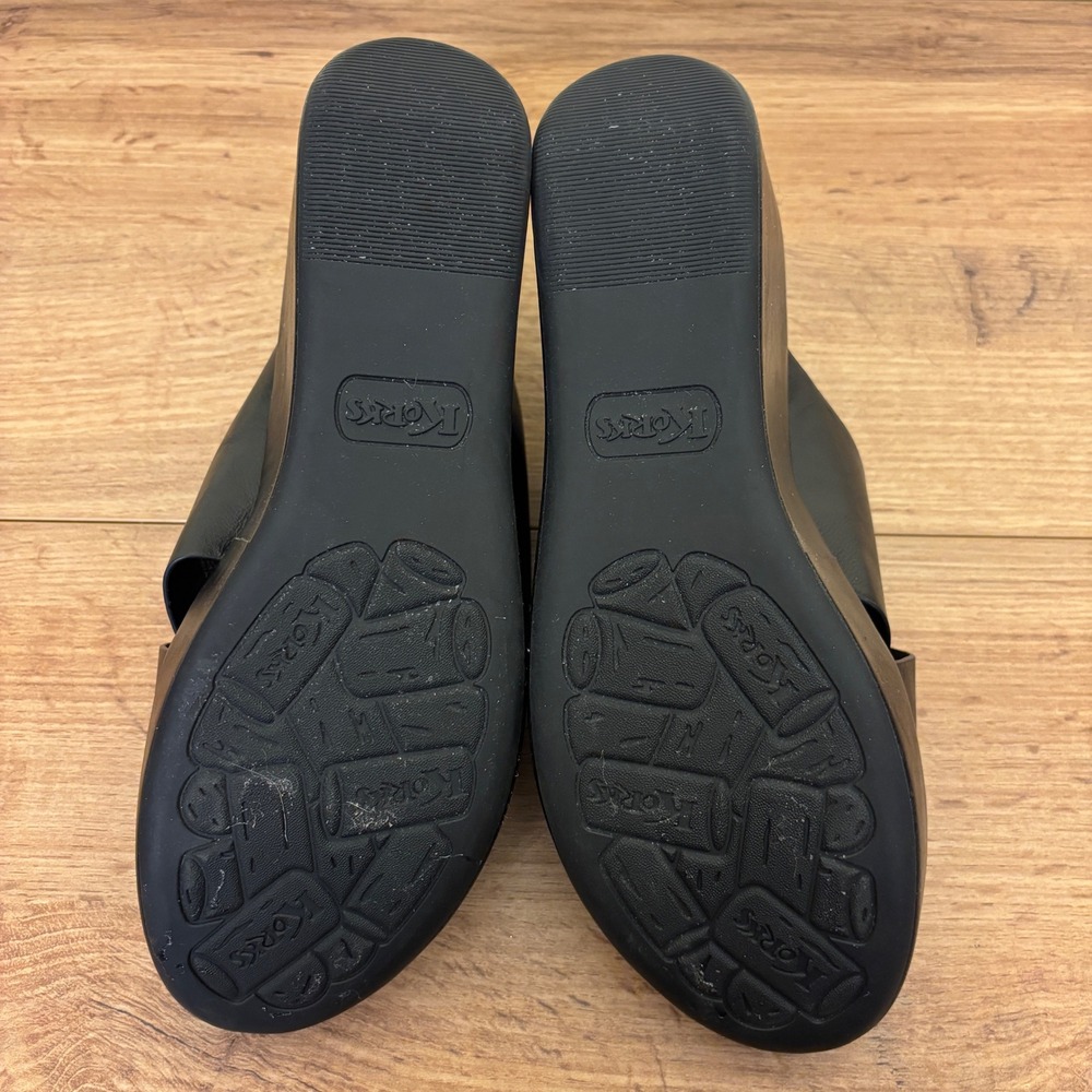 KORKS Madera Wedge Sandals Black Women Size 10 Criss Cross Strap Platform Slides - Picture 12 of 12